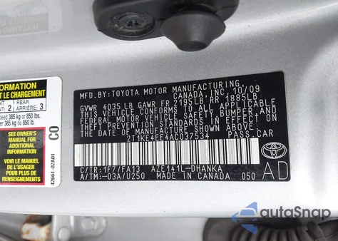 2010 Toyota Matrix S z USA, uszkodzony, nr VIN 2T1KE4EE4AC037534